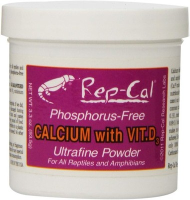 Rep Cal Calcium with Vitamin D3 for Reptiles and Amphibians 3.3 ounce - 2 Pack