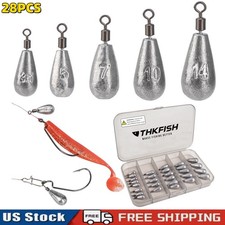 28pcs Fishing Sinkers Drop Shot Weights Round Sinker Lead Weight Sinkers Kit US