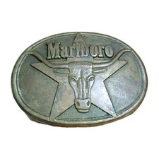 Marlboro Solid Brass Longhorn Belt Buckle 1987 Vintage