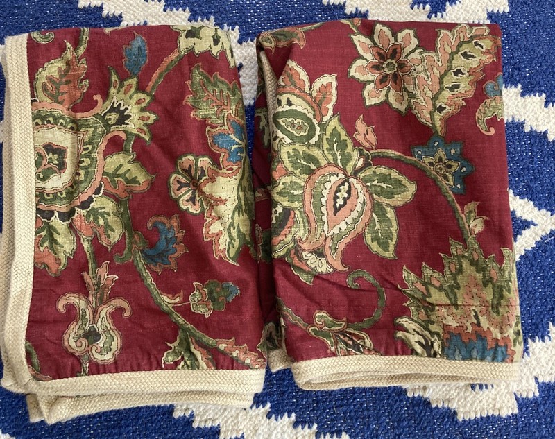 2 Pc Set Chaps Ralph Lauren Annabelle Standard Pillow Shams Red Jacobean Floral