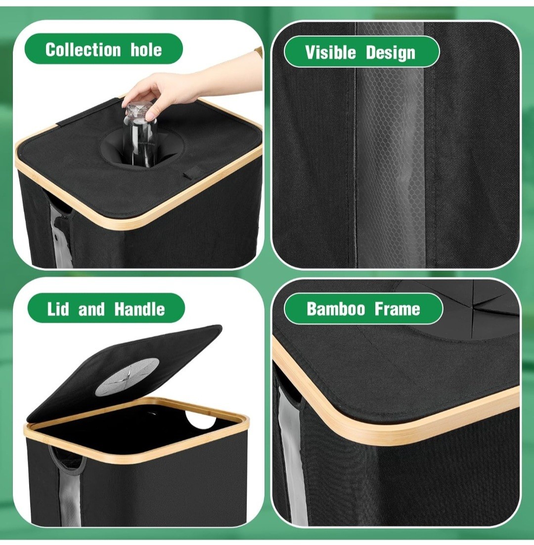 Jumyee 26 Gallon Recycling Bin with Clear Side Panel, 100L Visible Capacity...