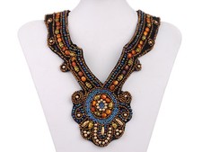 Womens Tribal and Ethnic Inspired Chunky Beaded Design Fashion Bib Necklace