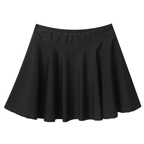Kid Skater Skirt Girl Plain Knee Length A-line Stretchy Swing Tennis Skirt Dress - Picture 10 of 100