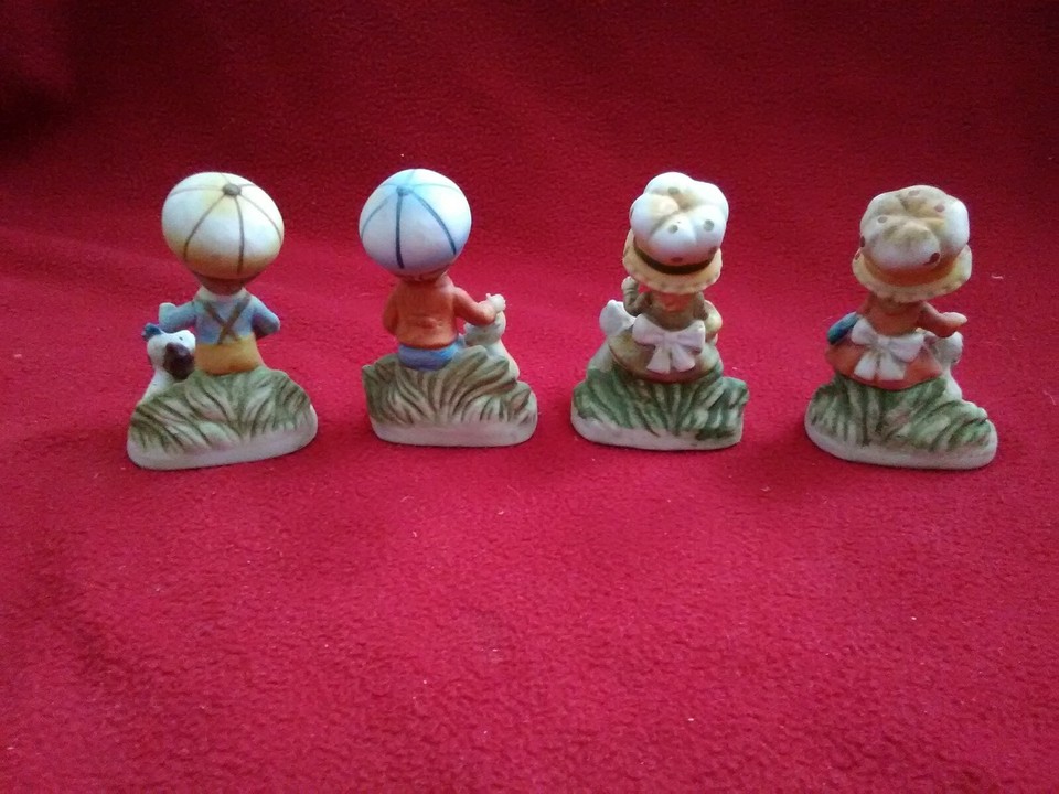 Lot 4 Vintage Home Interior Figurines 1403 Ceramic Boy Dog Girl Cat