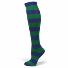 Women's soft-cotton Halloween costume Blue/Green Stripe Knee High Socks PM012