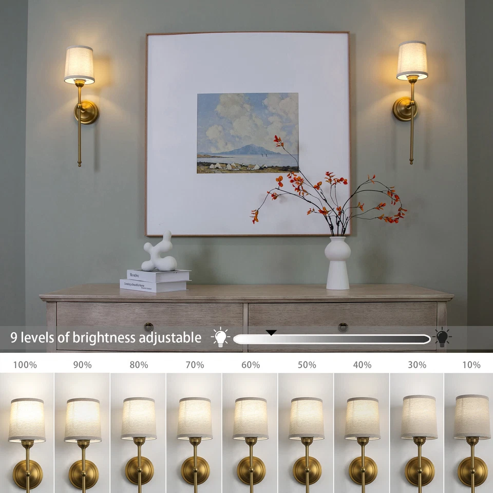 Set of 2 Dimmable Battery Operated Wall Light Sconce Wireless Rechargeable Lamp - image 4 of 4