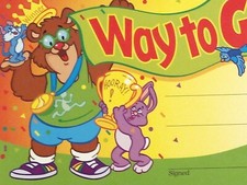 Vintage 80s Trend Enterprises Award Recognition Certificate Card WAY TO G0 1987