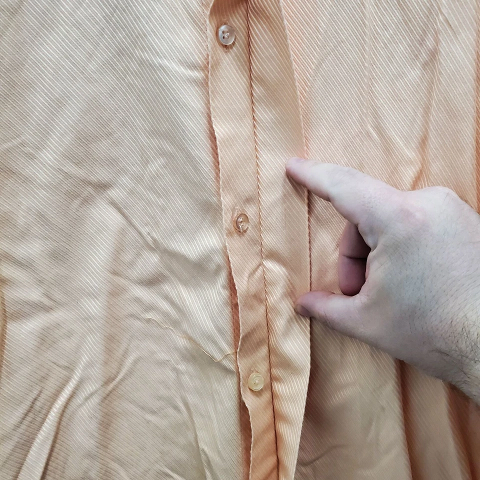Camisa de vestir Angelino vintage blanca melocotón rayas 3D puño francés abotonada 18-46 Foto 2 de 4