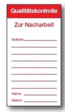 Aufkleber Folie "Qualit&auml;tskontrolle Zur Nacharbeit" beschriftbar | 150x80mm