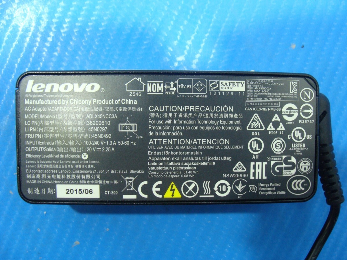 Genuine 45W AC Adapter Charger Lenovo ThinkPad X250 X260 X240 X270