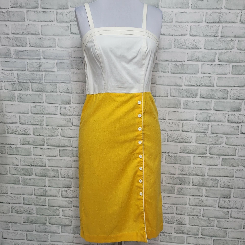 Vintage Anos 70 Trivia By Charm of Hollywood 2 peças Vestido Bolero Conjunto Colorblock Amarelo - Imagem 2 de 4