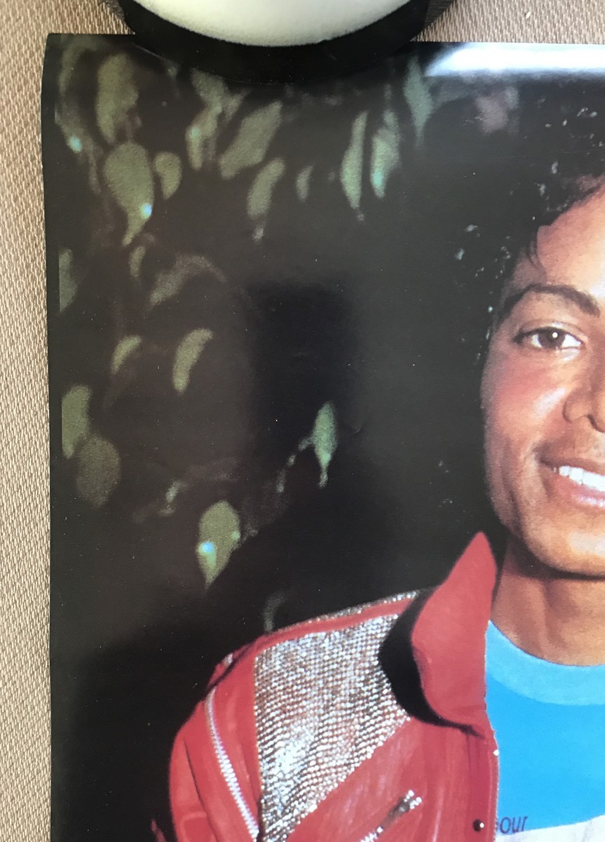 Vintage Original 1980s Michael Jackson Poster Red Leather Music