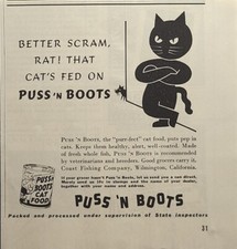 Puss 'n Boots Cat Food Better Scram, Rat Vintage Print Ad 1938