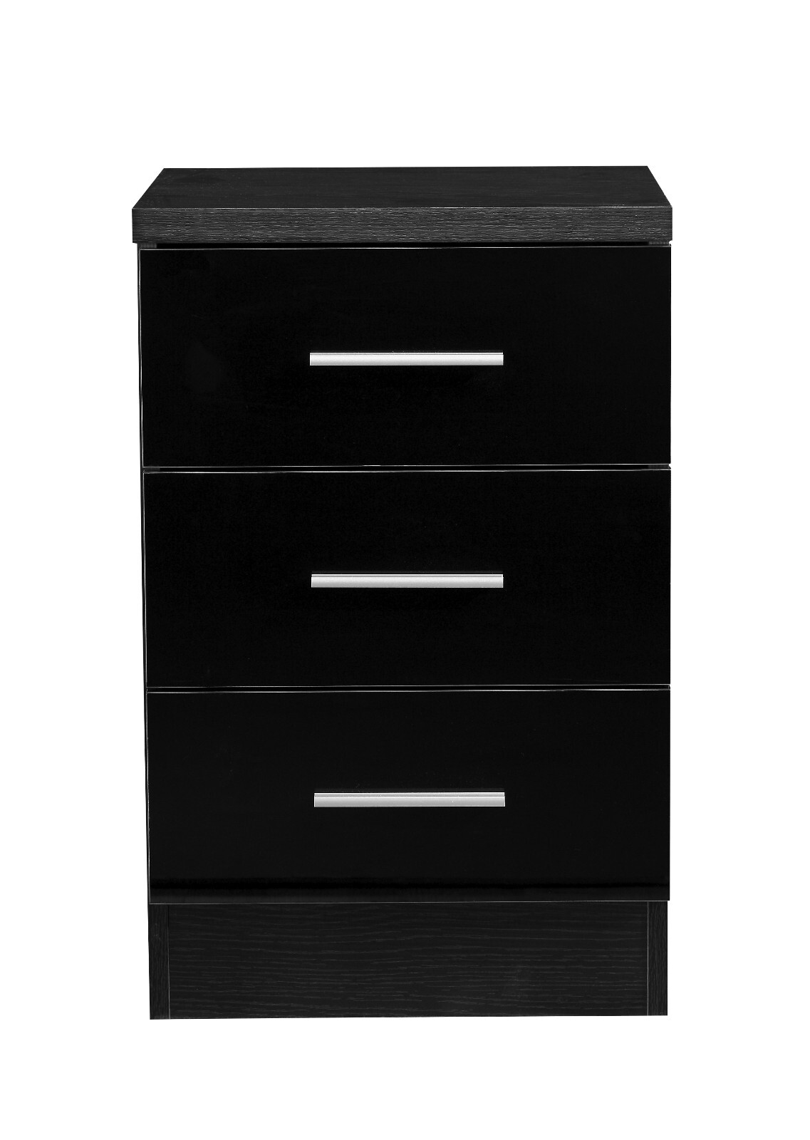 REFLECT High Gloss Black and Black Oak Bedroom Furniture Wardrobe Chest