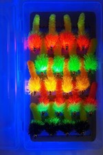 MOP BLOB Ultra Violet Fluorescent UV Gold-head Lures Fly Box Trout Fishing Flies