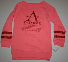 New OshKosh Girls 5 Year Pull Over Sweatshirt Top Glitter AWESOME Bright Coral