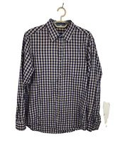 G.H. Bass & Co. Mens Button Up Shirt M Short Sleeve Blue Plaid Cotton Casual