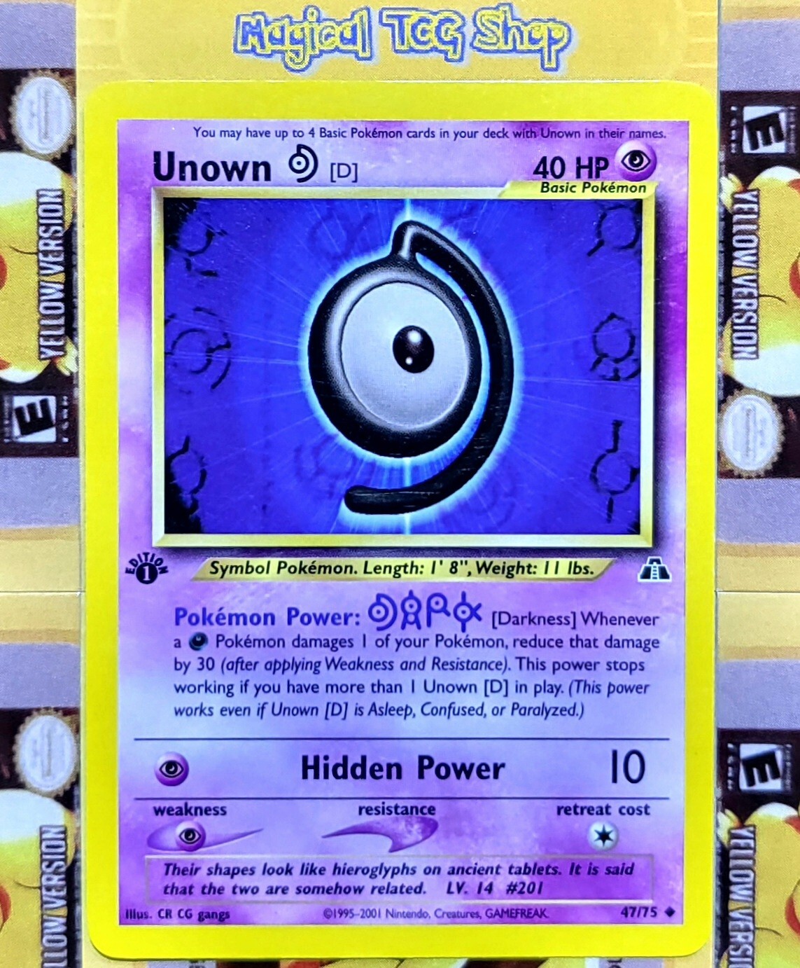Unown R Neo Pokemon Unown D Neo Discovery 1st Edition Uncommon 47/75 WOTC 2001 NM ...