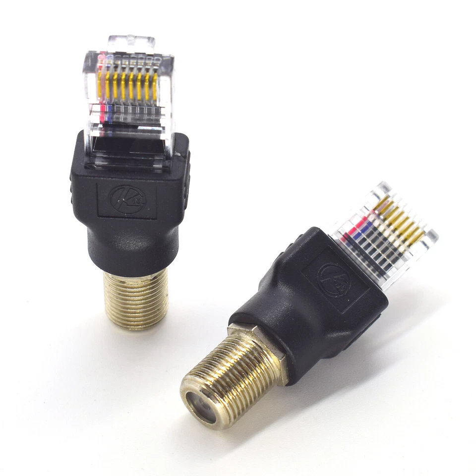 50x F Type RF Female to RJ45 Male Coaxial Barrel Coupler Adapter Connector Black - Image 3 of 4