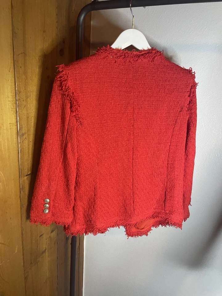 Chaqueta Blazer WDNY Mujer De Colección Tejido Suelto ROJO CON RIBETE ROJO TALLA PEQUEÑA Foto 2 de 4
