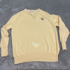 Vtg Georgia Tech Golf Sweater Yellow XL large bleach stain Made in USA