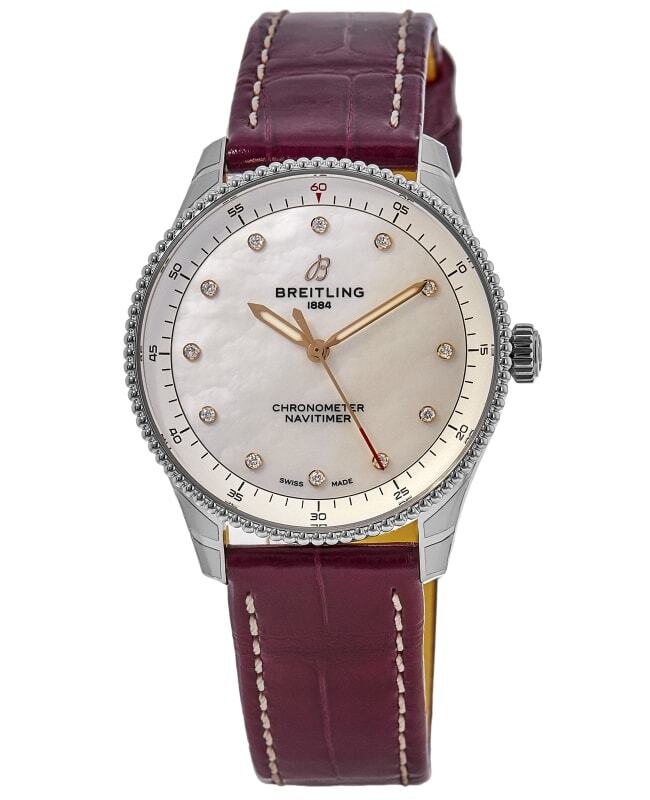 Новые женские кварцевые часы Breitling Navitimer 32 с перламутром A77320E61A2P2