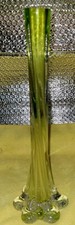 Beautiful Vintage MURANO Cobalt Green  Clear Stretched Art Glass 11.25" Vase