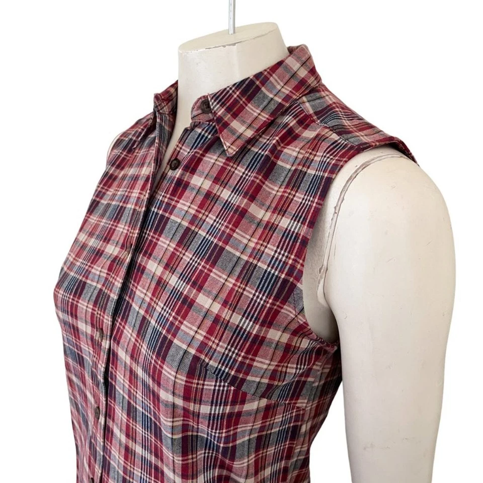 Vestido Camisa De Colección Años 90 KAREN SCOTT Botón Delantero Rojo A Cuadros MUJER PEQUEÑO PEQUEÑO PEQUEÑO Foto 3 de 4