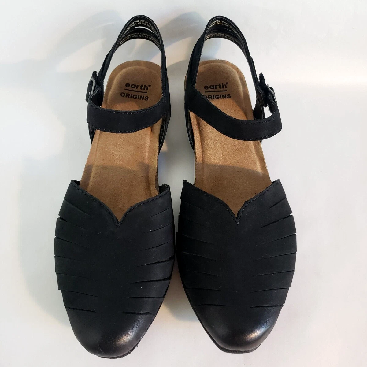 EARTH ORIGINS Peyton Sandals size 9 Black Closed Toe Slingback