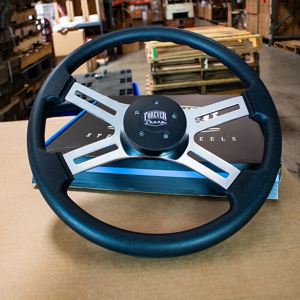 Volante de poliuretano negro de 18" con bocina Blackt para Freightliner 96-06 Foto 3 de 4