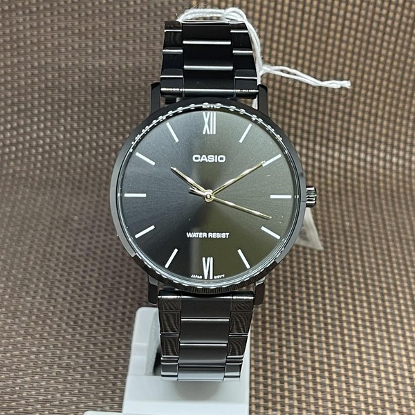 Casio MTP-VT01B-1B Schwarz Ionenplattiert Edelstahl Analog Quarz Herrenuhr-image