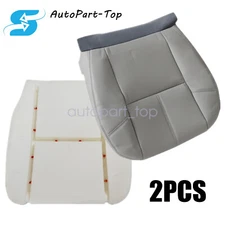 Driver Bottom Seat Cover & Foam Pad Gray For 2007-2014 GMC Yukon Chevy Suburban