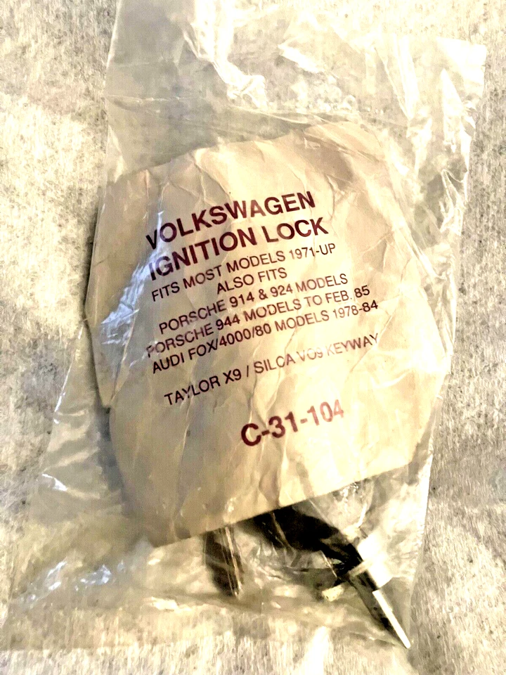 NOS VW Volkswagen Ignition Lock Cylinder 2 Keys + Porsche 914 924 944 Audi Fox - Image 2 of 4