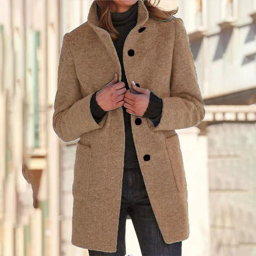 Damen Trench Wollmantel Oberbekleidung Damen Winter warme Jacke Mantel ÜBERGRÖSSE - Bild 15 von 29