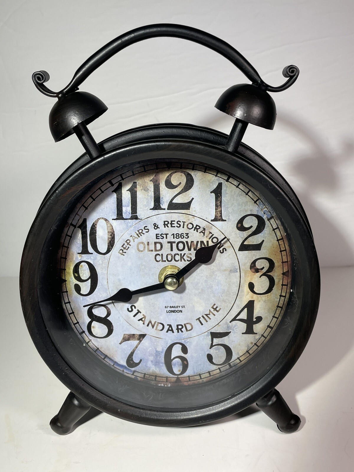 Old Town Mantel / Wall 6" Rnd Clock Quartz Distressed Bronze Finish Arabic WORKS