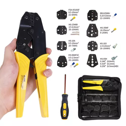 Spezialeinsätze Crimpzange Set Kabel Ende Klemmen Draht Crimper Zange 8 Dies mit Koffer - Bild 8 von 12