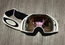 Oakley Airbrake Ski Snowboard Goggles - White Frame - Black and White Strap