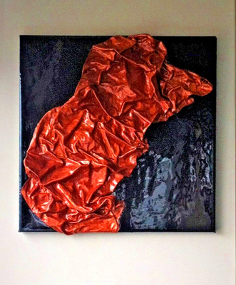 3D Plaster Fabric Texture Plaster Wall Art, Abstract Handmade  Wall Sculpture