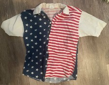 Vintage Ladies USA Flag Blouse Small Cotton USA made