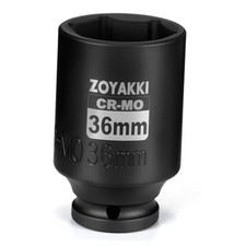 1/2" Drive x 36 mm Deep 6 PT Impact Socket, CR-MO,1/2 36mm 1/2" Drive Deep