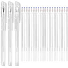 Heat Erasable Fabric White Marking Pens with 20 Refills for Tailors Sewing an...