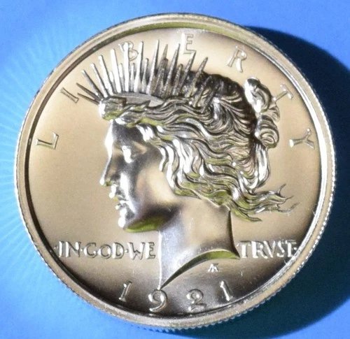 1921 HIGH RELIEF PEACE DOLLAR TRIBUTE 2 TROY OUNCES .999 FINE SILVER – 39MM