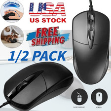 1/2PACK USB 2.0 Optical Wired Scroll Wheel Mouse PC Laptop Notebook Desktop Mice