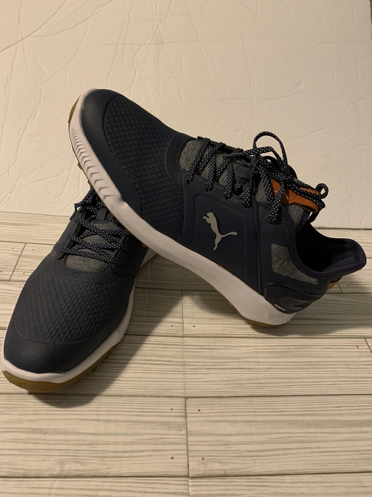 Puma Ignite Golf Shoes Mens US 12 Navy Blue Spikeless ENJOY GOLF 376077-05 Gray