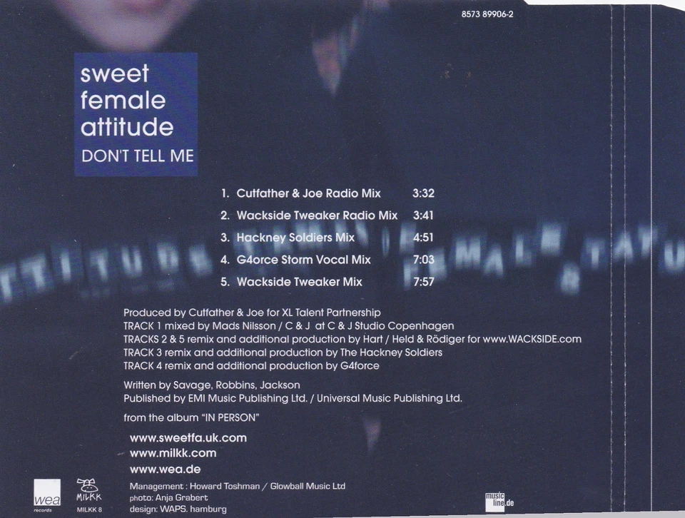Sweet Female Attitude - Don't Tell Me (5 Track Maxi CD) - Bild 2 von 2
