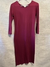 Women’s Yelete Maroon 3/4 Sleeve Knee Length Fitted Bodycon Dress Size S