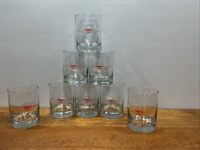 SET OF 8 Vintage Aeroshell Drinking Glasses Tumblers Shell Oil Aviation MINT!