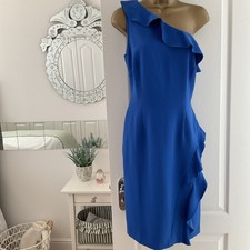 Stunning Cobalt blue frill dress back Split By Very wedding christening uk 12 
