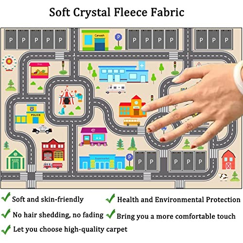 Kids Rug Play Mat for Toy Cars,City Life Road Traffic Educational Carpet,Have 