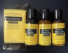 PHARMACOPIA Citrus Shampoo Conditioner Body Lotion Soap Travel Sample Size